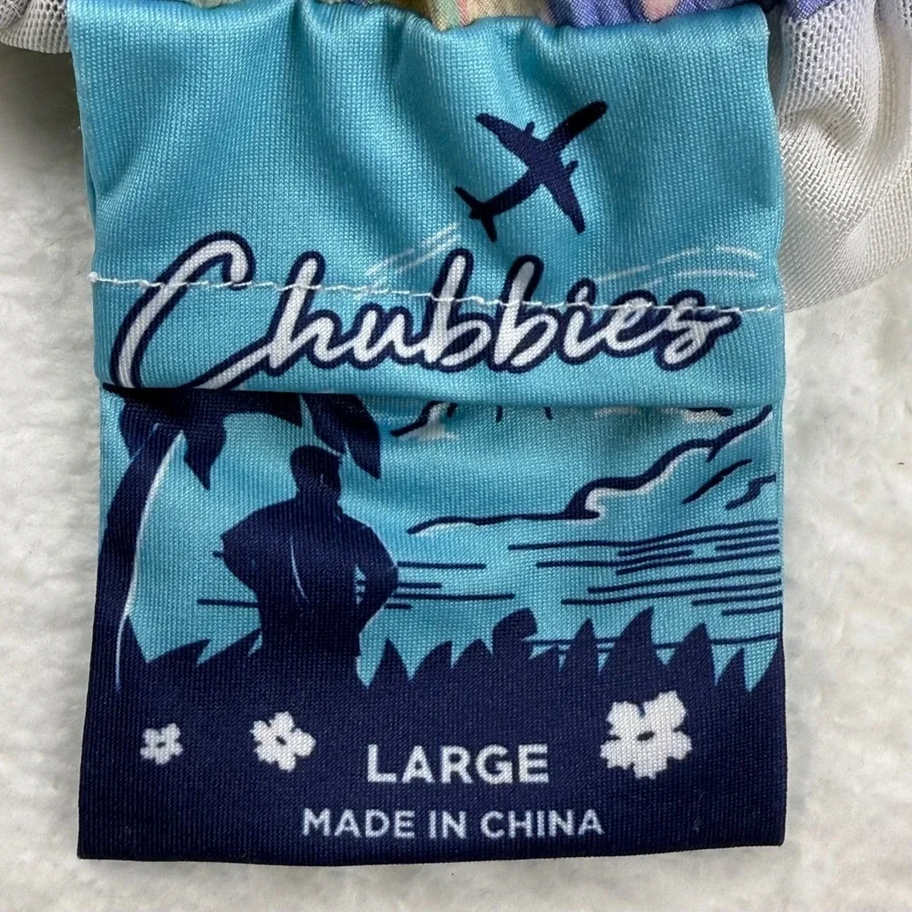 Chubbies Parrot Floral Swim Trunks Elastic Waist Tropical Shorts Large